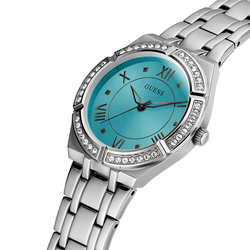 Guess Cosmo Aqua Dial Silver-Tone Ladies Watch- GW0033L7